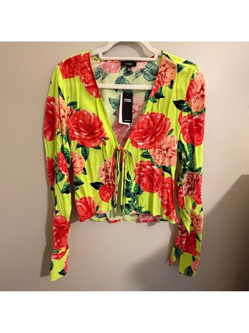 AFRM Floral Tie Front Top - Picture 2 of 10